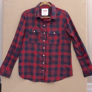 Mission Supply Co Blue and Red Flannel Shirt/Blouse